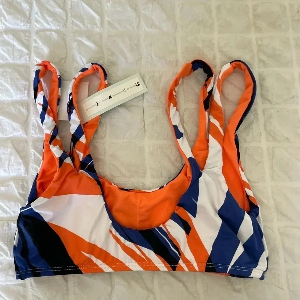 The bikini lab orange blue printed bikini top